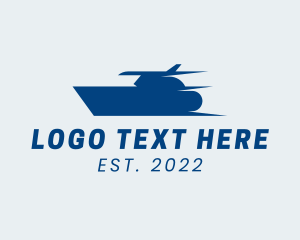 Boat - Blue Sailing Speedboat logo design