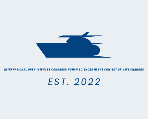 Ship - Blue Sailing Speedboat logo design