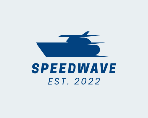 Motorboat - Blue Sailing Speedboat logo design