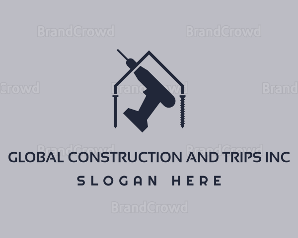 Drill Screw Home Construction Logo