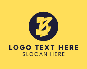 Round - Yellow Letter B logo design