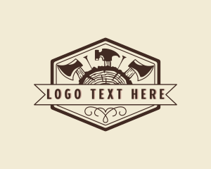 Log - Wood Carpenter Tools logo design