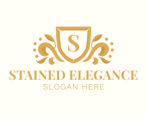 Royal Elegant Leaf Crest logo design