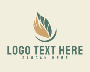 Vegetarian - Nature Leaf Hand logo design