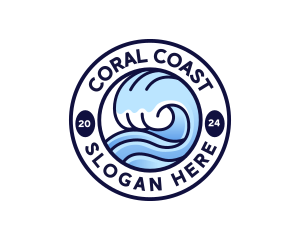 Wave Ocean Beach logo design