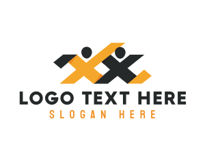 Outsourcing - People Hiring Letter X logo design