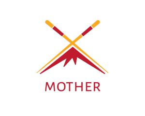 Food - Chopsticks Mountain Peak logo design