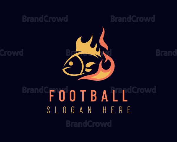Fish Seafood Fire Cooking Logo