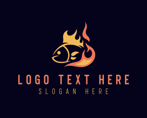 Bbq - Fish Seafood Fire Cooking logo design