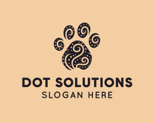 Dog Paw Spiral Dots logo design