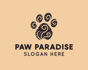 Dog Paw Spiral Dots logo design