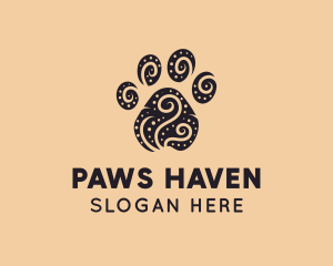 Dog Paw Spiral Dots logo design