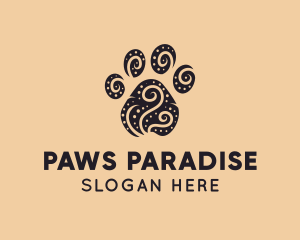 Dog Paw Spiral Dots logo design