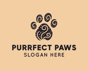 Dog Paw Spiral Dots logo design