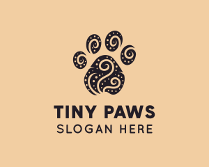 Dog Paw Spiral Dots logo design