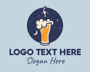 Outer Space - Beer Rocket Launch logo design