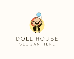 Doll - Happy Girl Kid logo design