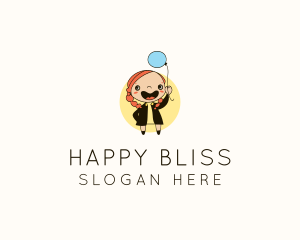 Happy Girl Kid logo design