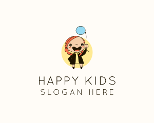 Happy Girl Kid logo design