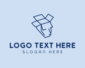 Delivery Man - Package Box Face logo design