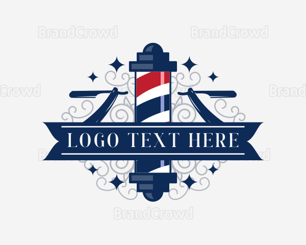 Barber Pole Razor Grooming Logo