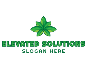 High - Green Cannabis Weed Leaf logo design