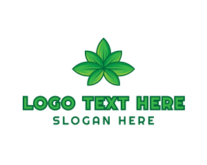 High - Green Cannabis Weed Leaf logo design