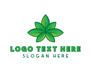 Green Cannabis Weed Leaf logo design