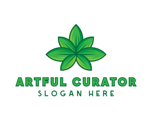 Green Cannabis Weed Leaf logo design