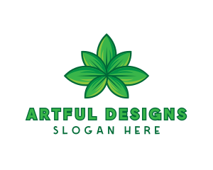 Green Cannabis Weed Leaf logo design