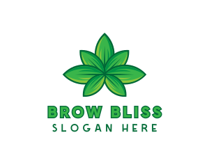 Green Cannabis Weed Leaf logo design