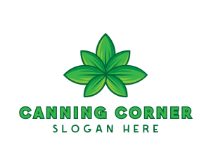 Green Cannabis Weed Leaf logo design