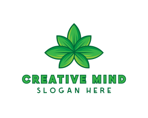 Green Cannabis Weed Leaf logo design