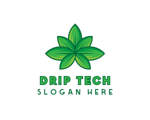 Green Cannabis Weed Leaf logo design