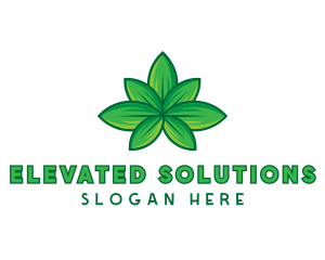 Green Cannabis Weed Leaf logo design