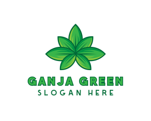 Green Cannabis Weed Leaf logo design