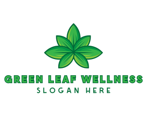 Green Cannabis Weed Leaf logo design