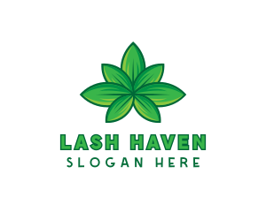 Green Cannabis Weed Leaf logo design