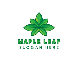 Green Cannabis Weed Leaf logo design