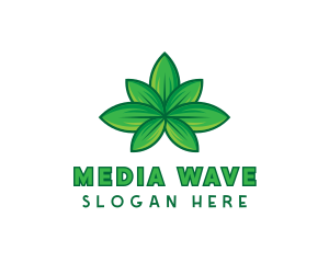 Green Cannabis Weed Leaf logo design