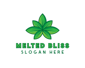 Green Cannabis Weed Leaf logo design