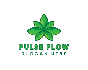 Green Cannabis Weed Leaf logo design