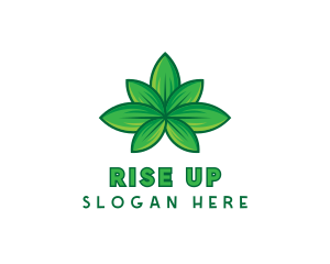 Green Cannabis Weed Leaf logo design