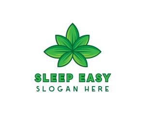 Green Cannabis Weed Leaf logo design