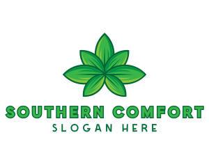 Green Cannabis Weed Leaf logo design