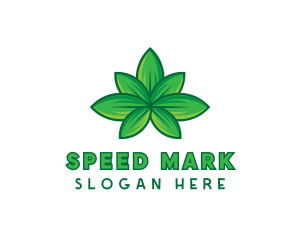 Green Cannabis Weed Leaf logo design