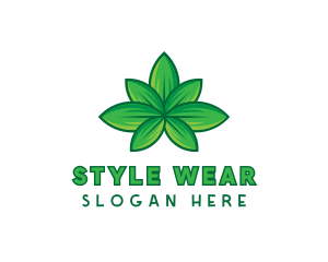 Green Cannabis Weed Leaf logo design