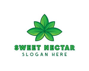 Green Cannabis Weed Leaf logo design