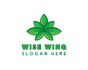 Green Cannabis Weed Leaf logo design