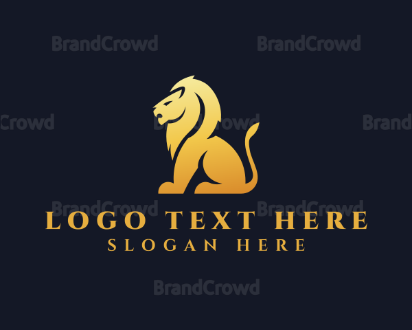 Sitting Golden Lion Animal Logo